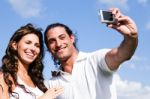 Man Clicking Photograph By Himself Stock Photo