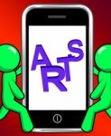 Arts On Phone Displays Creative Design Or Artwork Stock Photo