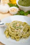 Italian Traditional Basil Pesto Pasta Ingredients Stock Photo