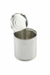 Opened Tin Can On White Background Stock Photo