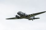 Douglas C-47a Skytrain N147dc Flying Over Shoreham Airfield Stock Photo