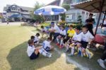 Bangkok, Thailand - Nov 2016: In The Nov 23, 2016. Youth Soccer Match, In Pieamsuwan Elementary School Stock Photo