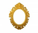 Oval Gold Picture Frame With A Decorative Pattern Stock Photo