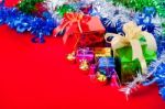 Celebration Theme With Christmas & New Year Gifts Stock Photo