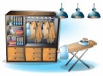 Cartoon  Illustration Interior Clothing Room With Separated Layers Stock Photo