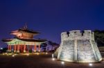 Hwaseong Fortress In Suwon,korea Stock Photo