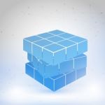 Cubic Constructed Of Many Blocks Stock Photo