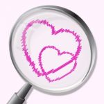 Hearts Magnifier Indicates In Love And Lovers Stock Photo