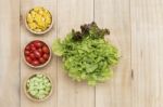 Fresh Vegetables On Wood Background Stock Photo