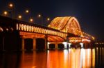 Banghwa Bridge At Night In Seoul,korea Stock Photo