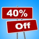 Forty Percent Off Means Signboard Savings And Signs Stock Photo