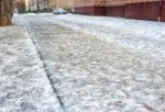 Pavementd Covered With Ice Stock Photo