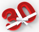 Number Thirty With Ribbon Means Creative Design Or Event Adornme Stock Photo