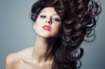 Photo Of Beautiful Woman With Magnificent Hair Stock Photo