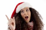 Young Woman Wearing Christmas Hat Stock Photo