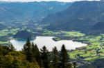 View Of The Countryside From Zwölferhorn Mountain Stock Photo