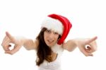 Female Wearing Christmas Hat Stock Photo