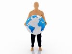 3d Man Holding Earth Stock Photo