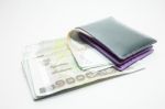 Thai Money Banknote In The Wallet Stock Photo