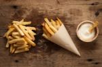 Fries French Sour Cream Still Life Flat Lay Stock Photo