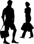 Young Silhouette Couple Stock Photo