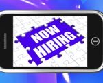 Now Hiring Tablet Shows Job Opening And Recruiting Employees Stock Photo