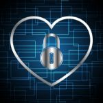 Technology Cyber Security Lock Love Heart Stock Photo