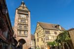 Architecture Of Riquewihr In Haut-rhin Alsace France Stock Photo