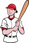 Baseball Player Batting Cartoon Style Stock Photo