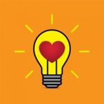 Heart Love Light Bulb Flat Design Icon  Illustration Stock Photo