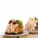 Chestnut Cream Cake Dessert Stock Photo