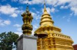 The Ancient Golden Pagoda In Chiangmai,the Northern Province Of Thailand Stock Photo