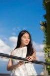 Portrait Of Thai Teen Beautiful Girl Happy And Relax Stock Photo