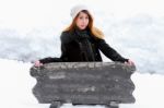 Snow Winter Woman Portrait Stock Photo