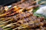 Grilled Meat , Pork And Chicken Stock Photo