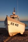 Dungeness, Kent/uk _ December 17 :  Fishing Boat On Dungeness Be Stock Photo