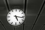 Public Clock In Railway Station Stock Photo