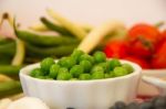 Variety Of Kitchen Ingredients With Fresh And Dried Legumes Stock Photo