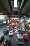 Abstract Blur Traffic And Car Lights Bokeh In Rush Hour Backgrou Stock Photo