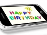 Smartphone With Happy Birthday Stock Photo