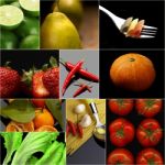 Organic Vegetarian Vegan Food Collage  Dark Stock Photo