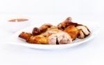 Grilled Chicken On Dish Stock Photo