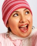 Girl Warm With Woolen Hat Stock Photo