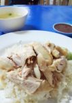 Rice With Boiled Chicken, Street Food Stock Photo