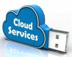 Cloud Services Cloud Pen Drive Shows Online Computing Services Stock Photo