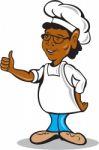 African American Chef Cook Thumbs Up Cartoon Stock Photo