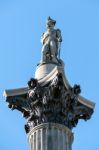 Close-up View Of Nelson's Statue In Trafalgar Square Stock Photo