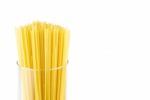 Spaghetti Pasta On A Glass Container Stock Photo