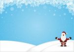 Santa Claus Standing Snow Hill Christmas Background Stock Photo