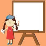 Artist Painter Cartoon With An Empty Space For Your Text Stock Photo